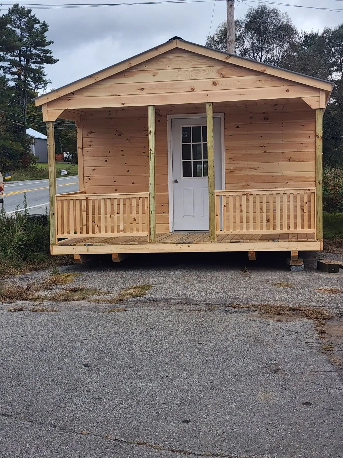 Freshly sandblasted and stained cabin with clean natural wood